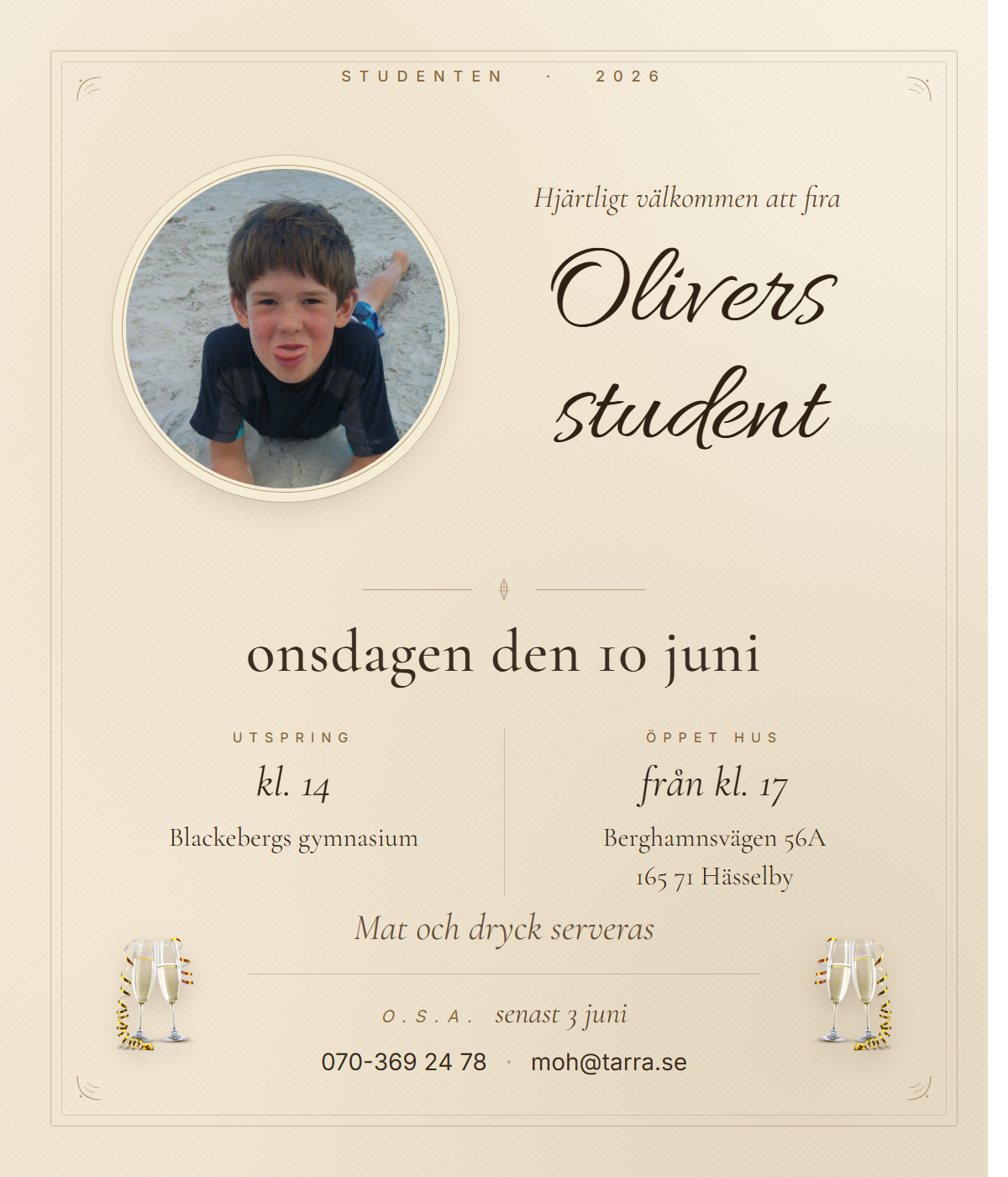 Inbjudan till Olivers student 2026